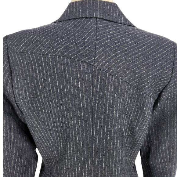 Vintage Zion New York Italian Wool Pinstripe Suit Asymmetrical lines Size 6 - Picture 8 of 12